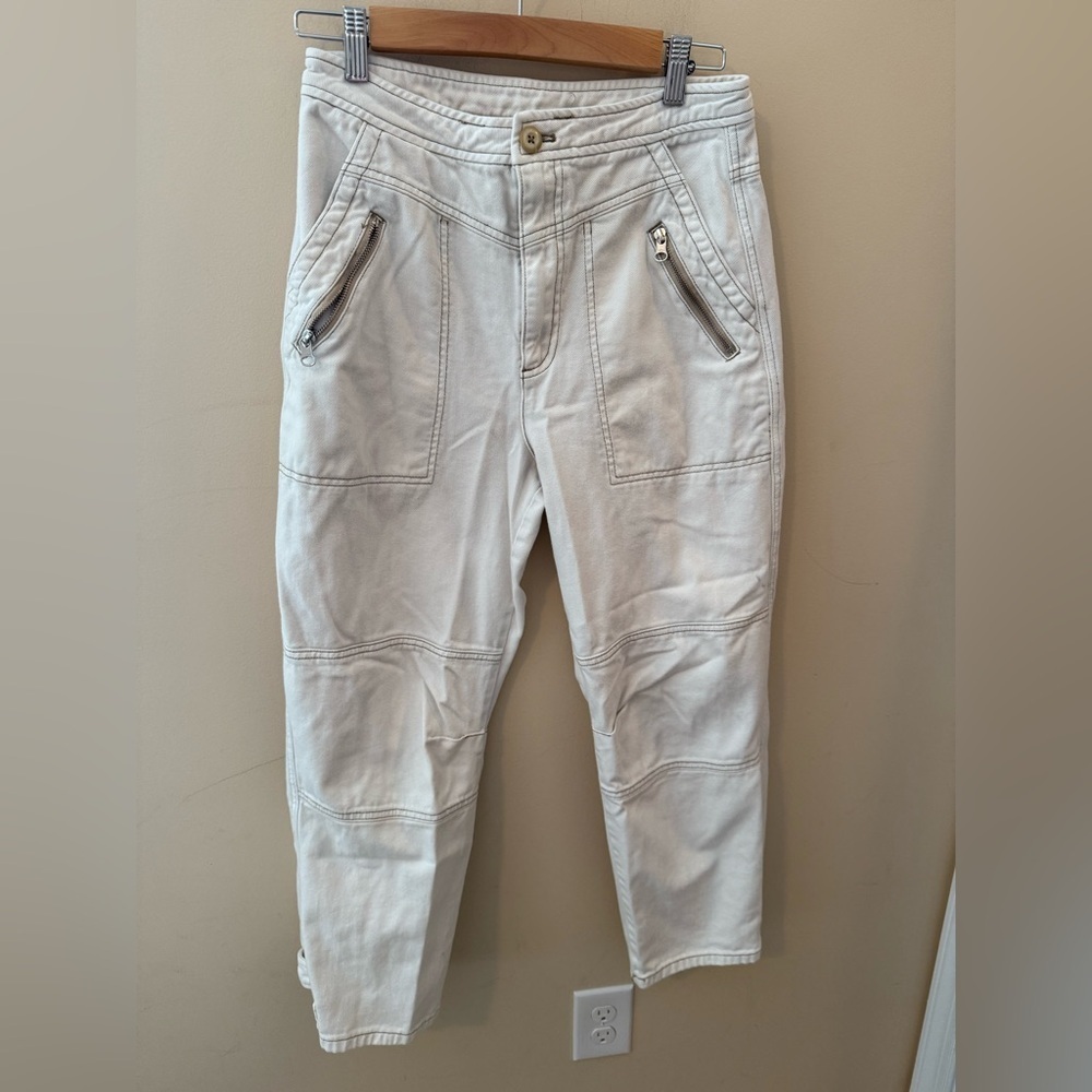 Free People Misty Road Wide Leg Cotton Pants in Ecru size 6 - Picture 1 of 8